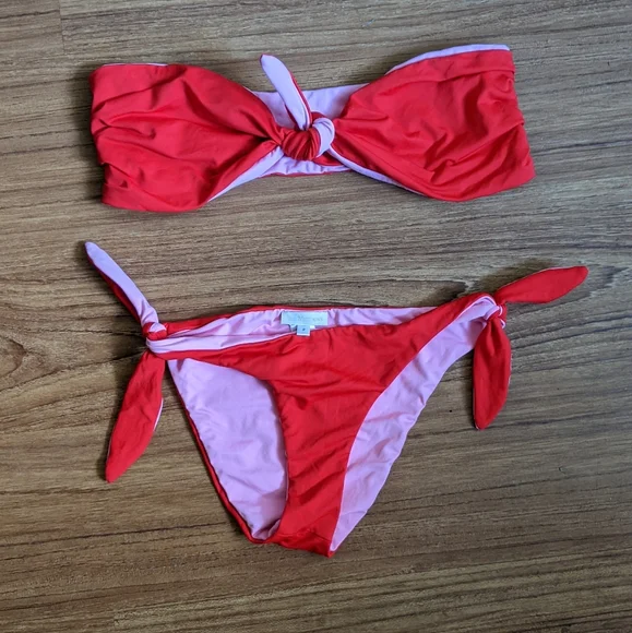 Tara Matthews MURTOLI REVERSIBLE BIKINI SET IN RED/PINK - Picture 2 of 4